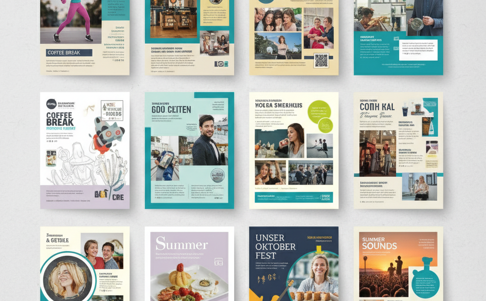 criação de flyers, cartões, panfletos e outros formatos de publicidade